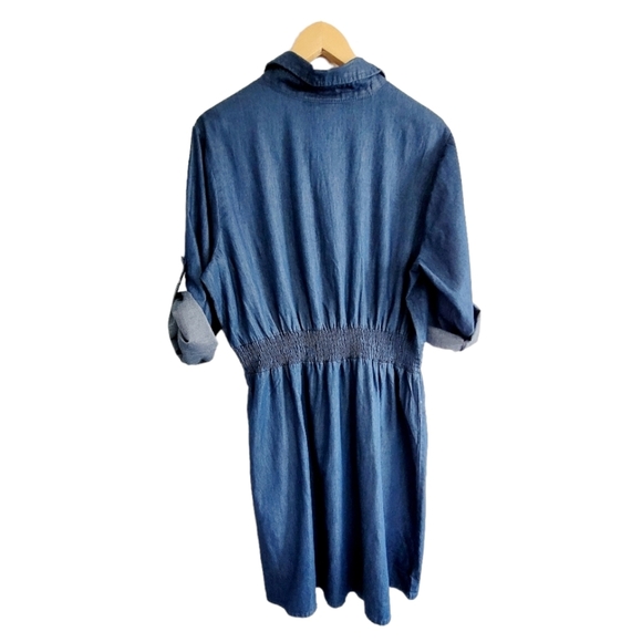 MPH Collection Denim Dress Plus Size 1X Classic Style Preppy Basic Casual NWT - Picture 3 of 4